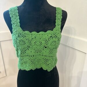 Free People Green Sleeveless Crop Tank‎ Top